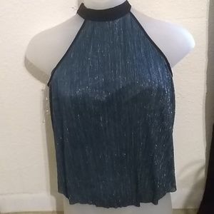 Rue 21 Green/Silver halter top size M (Item#C0022)
